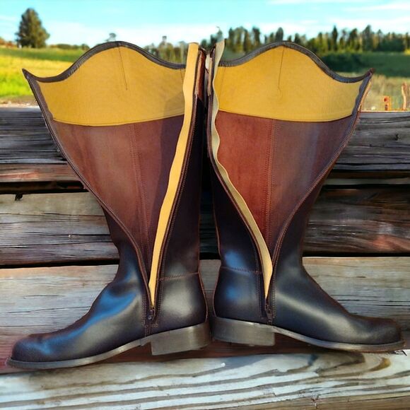 El Caballo Sevilla 1892 Leather Riding Boots, Size US7/7.5 EU38, Brown/Tan/Black - Picture 2 of 9